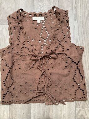 Cute brown eyelet vest